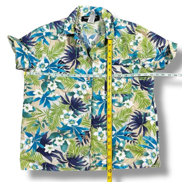 Vintage Sag Harbor Sport Tropical Button Down Shirt Men’s Small Short Sleeve - Picture 6 of 6